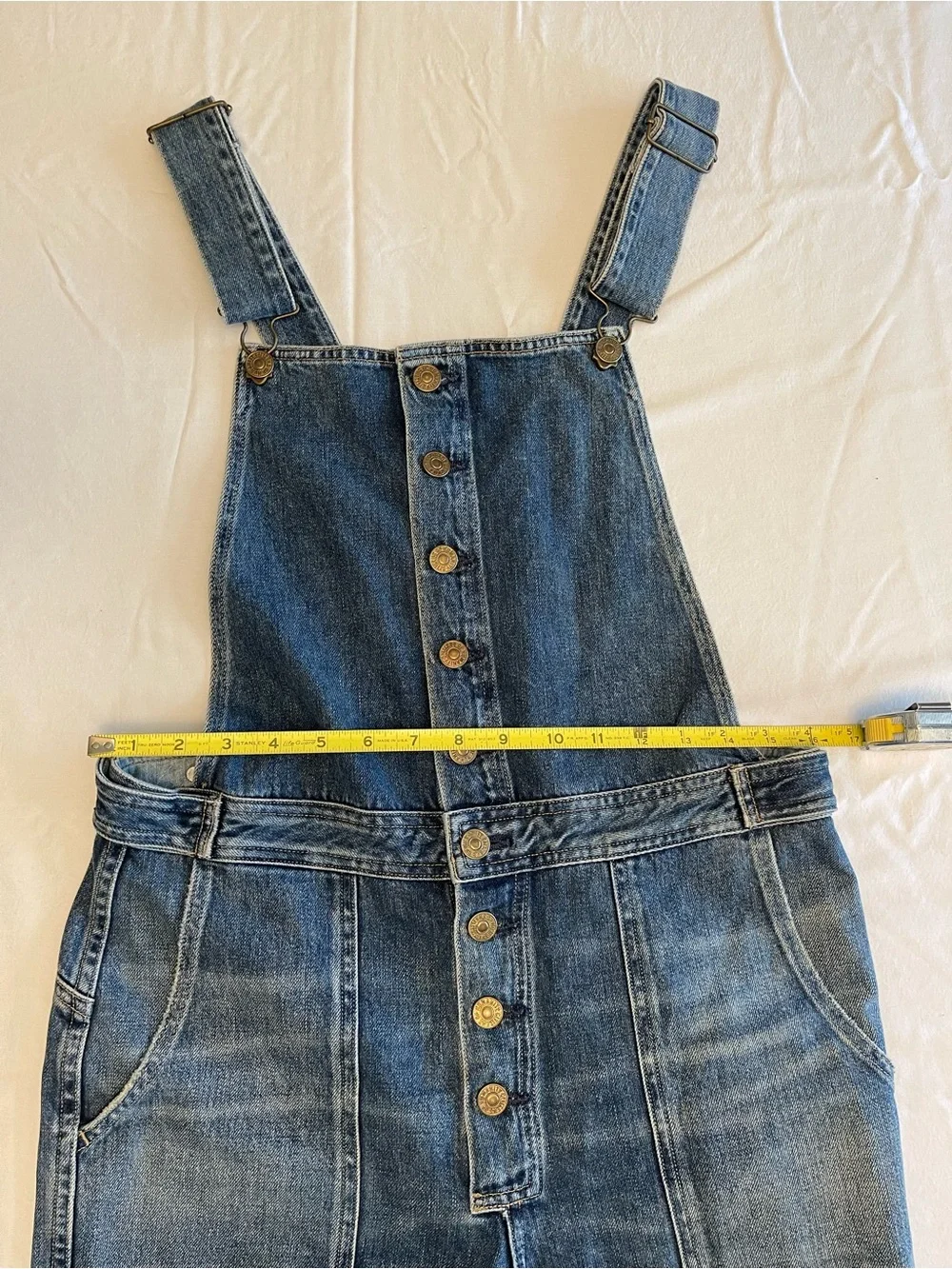 Anthro Citizens Of Humanity Faye Overalls Comeback Wash Button-Front Wide Leg